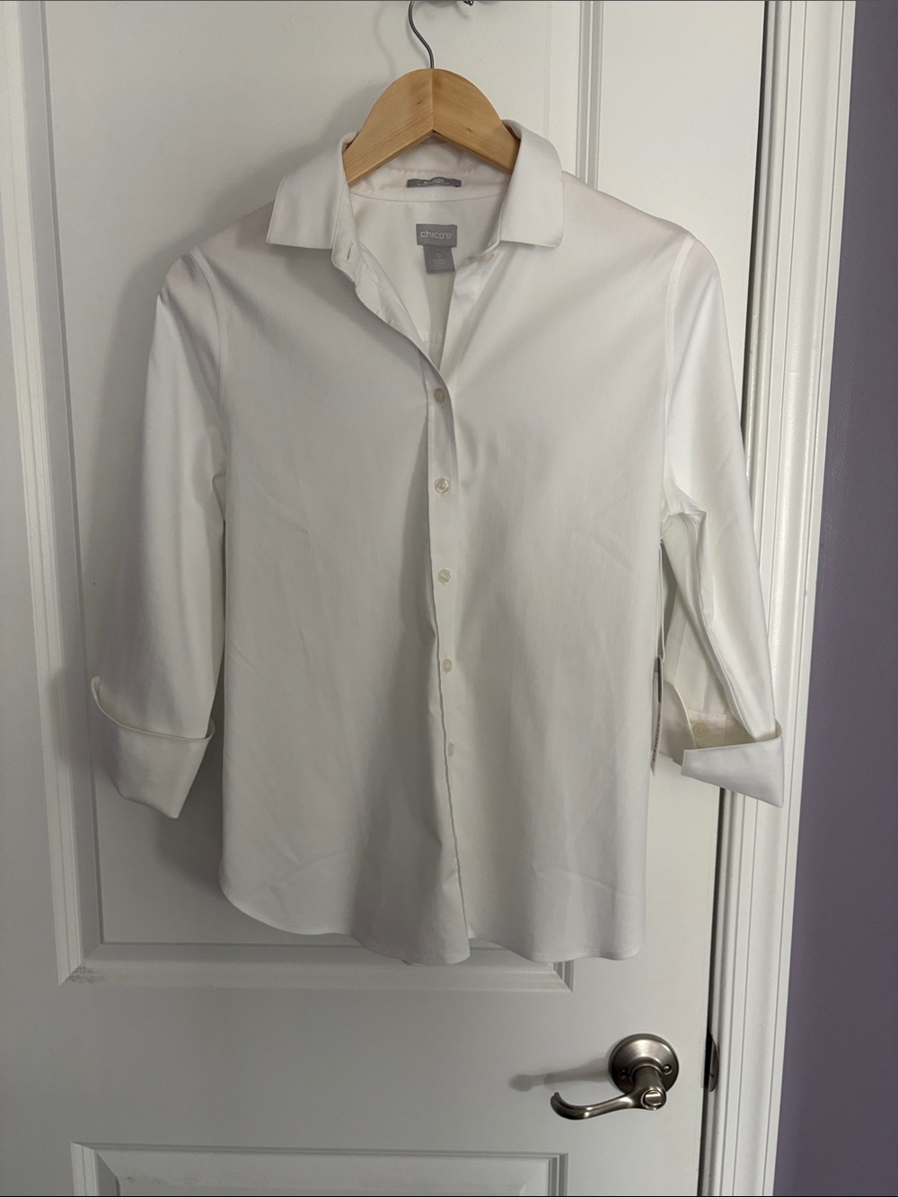 Chico's White Button-Down Collared Blouse